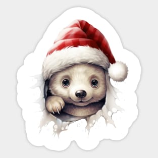 Christmas Peeking Baby Polar Bear Sticker